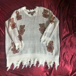 Knitted teddybear sweater dress